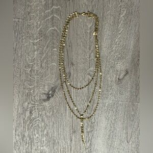 BaubleBar Three-Strand Gold Tone Lariat Y-Chain